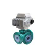 FEP Stainless Steel V Type Fluorine Electric Ball Valve With Flange Connection