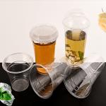 Disposable Clear PET Plastic Cups Cold Beverages Coffee Juice With Dome Lids