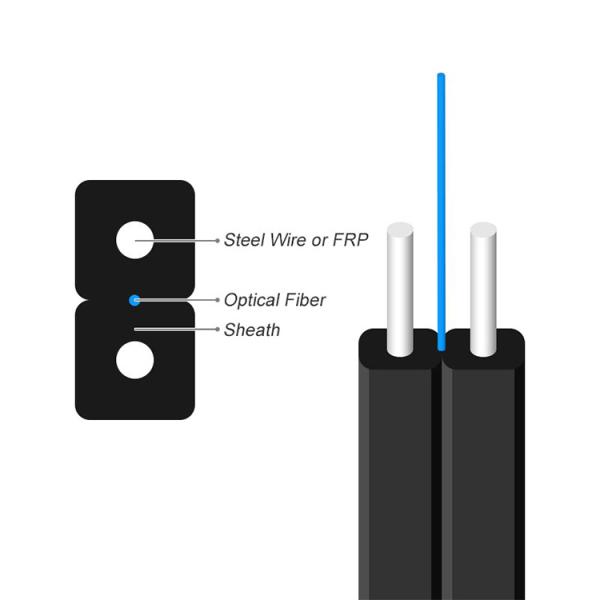 Low Smoke FRP Flat FTTH Drop Cable 4 Core Singlemode G657A1 G652D