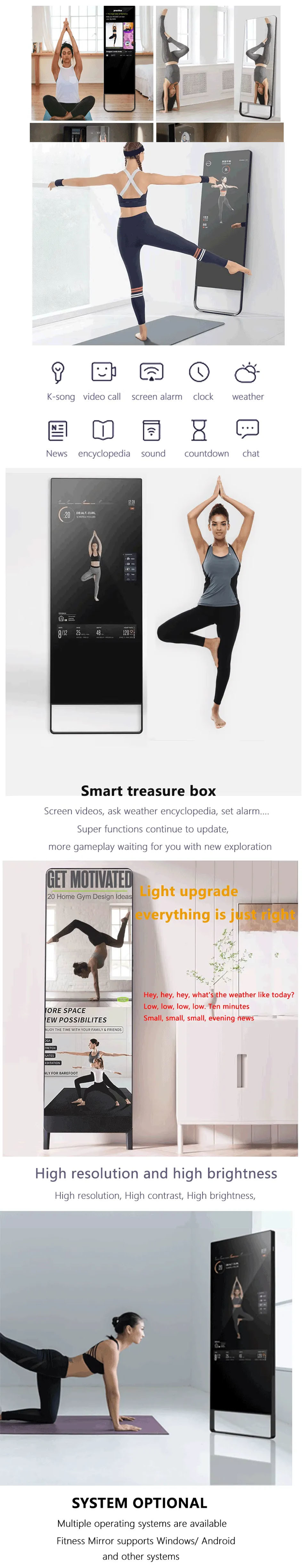 Multi Touch 32" Fitness LCD Mirror Screen Free Standing 350cd/m2