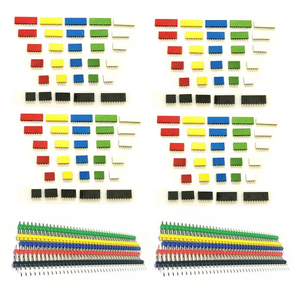 150pcs Colored 2.54mm Single Row Straight Pin Header X30 Female Socket X120 Gold