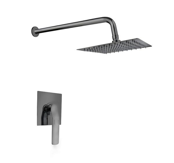 Single lever concealed in-wall bath or shower mixer gun metal bathroom brass tap
