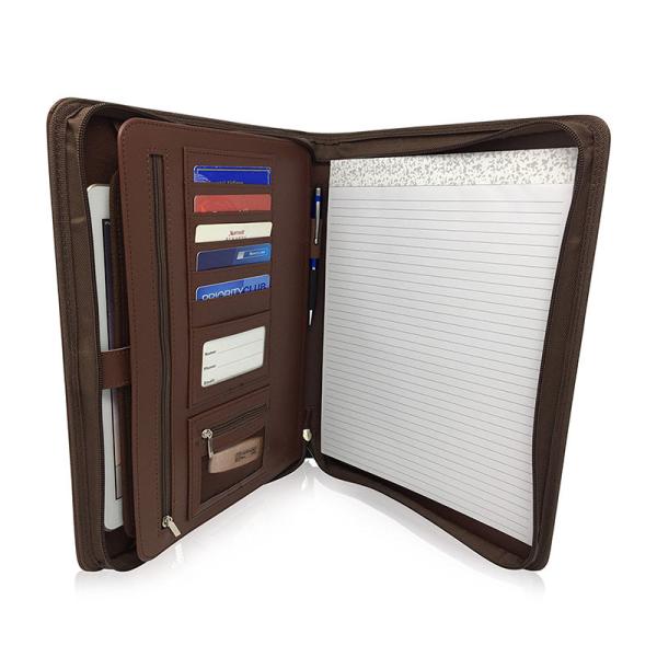 Personalized Leather Padfolio With Zipper , Professional Leather Business