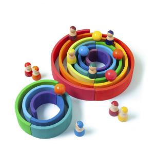 Wholesale Educational 35cm 7cm Wooden Blocks Toys Rainbow Stacking Blocks from china suppliers