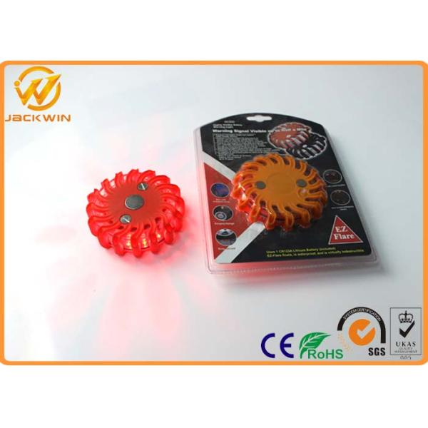 Round Flashing Magentic ED Flare Traffic Warning Lights With Compression