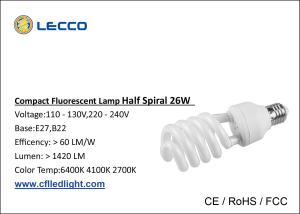 Wholesale 8000H Half Spiral Cfl Fluorescent Bulbs E27 Base Tricolor For Shop / Office from china suppliers