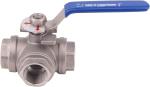 Stainless Steel 304 3-Way Ball Valve T Mounting Pad Female Type with Vinyl