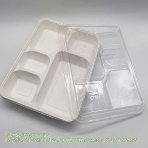 Costom Printed Paper Pulp Takeaway Sauces Packing Tableware Multi-Compartment