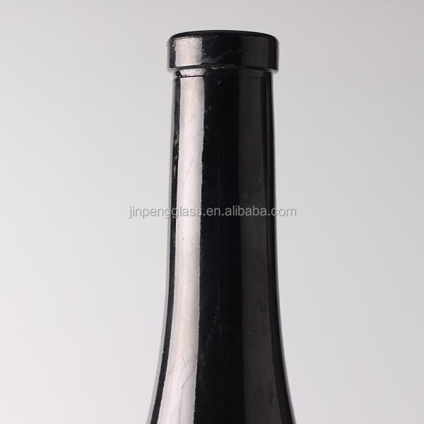 750ml Empty Black Bottle With Cork Mouth and Spray Glass Bottle for Vodka Promotion