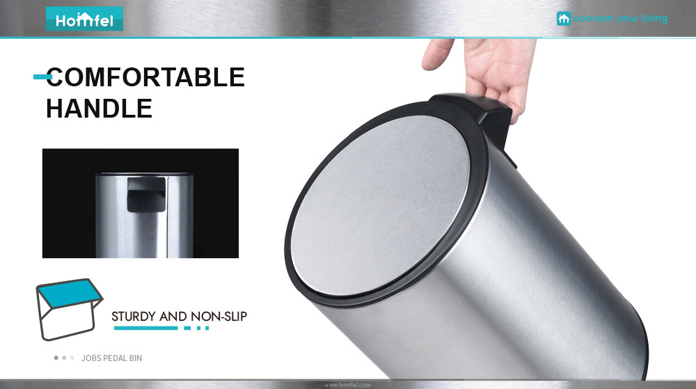 Soft Close Stainless Steel Garbage Can With Foot Pedal , Pedal Bin Trash Can