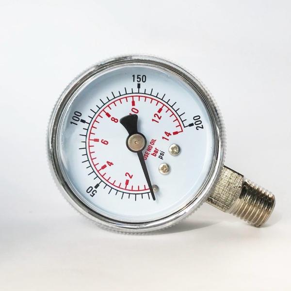 Bottom 200 Psi Pressure Gauge Chrome Plated Steel Brass Internals 50mm Pressure