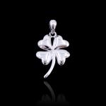 Romantic Style Plain Silver Pendant Heart Shape Petal Clover Design For European
