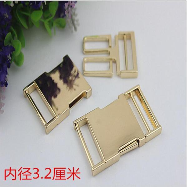 High quality zinc alloy 32 mm light gold fast release buckle for bag parts