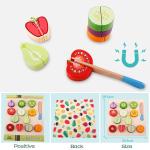 Education 9.25in Wooden Fruit And Veg Toys Magnetic Fruit Cutting