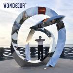 Weather Resistance Stainless Steel Abstract Sculpture Circular Triangular Tube