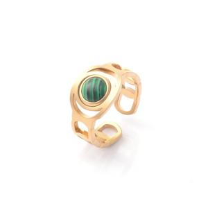 Wholesale Ring women's fashion niche design sense titanium steel peacock stone women's ring light luxury temperament versatile open index finger ring from china suppliers