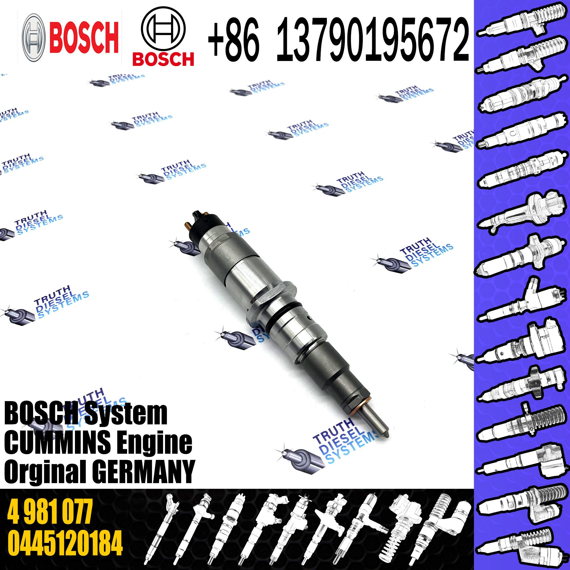 Common Rail Diesel Fuel Injector 0445120184 FOR CUMMINS 4981077 5253221 0445120071