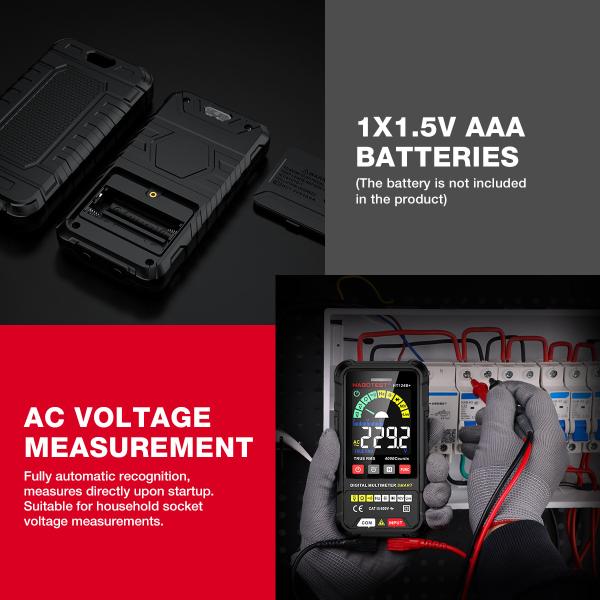 HT124 Digital Multimeter 4000 Counts Auto Range Voltage Tester Ohm Hz Capacitance True RMS AC DC DMM Multitester