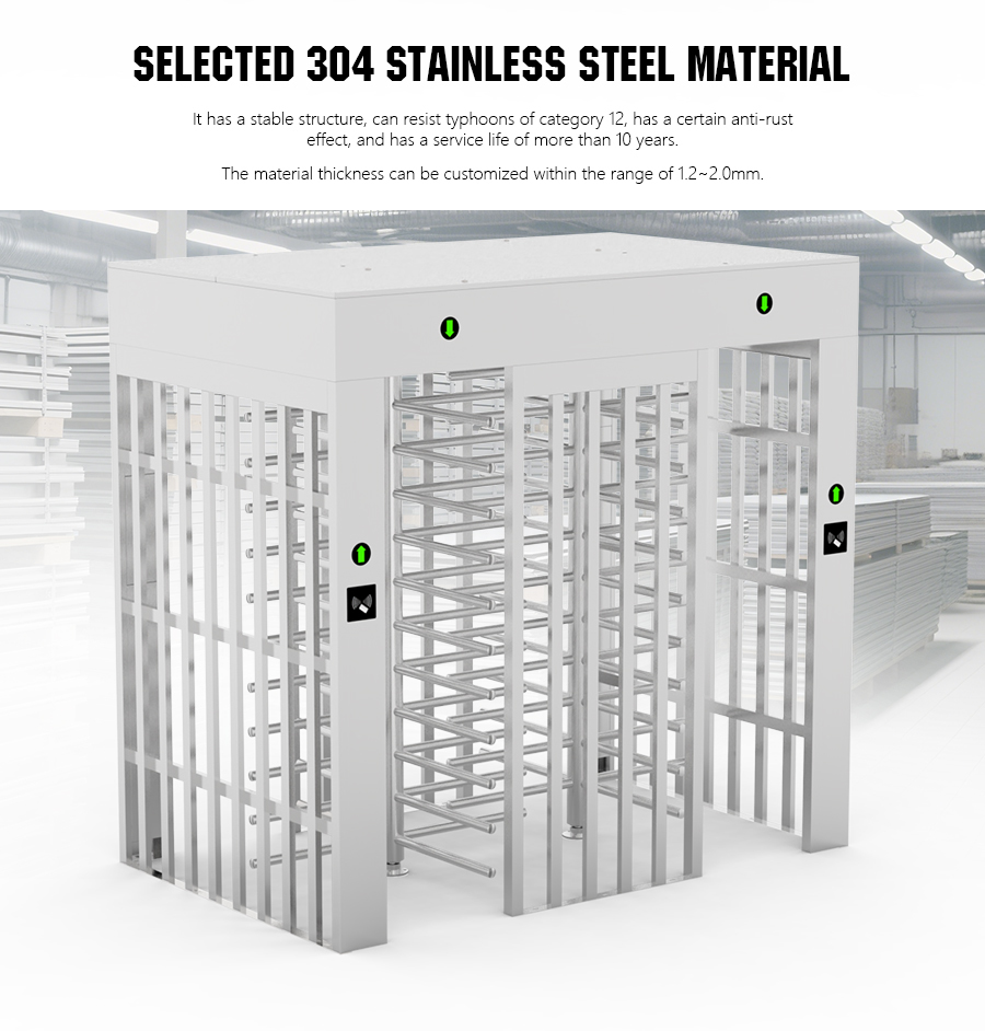 AC220-240V Full Height Security Turnstile OR code Revolving Entrance Gate