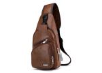USB Charging Messenger Shoulder Strap Bag Reusable PU Leather