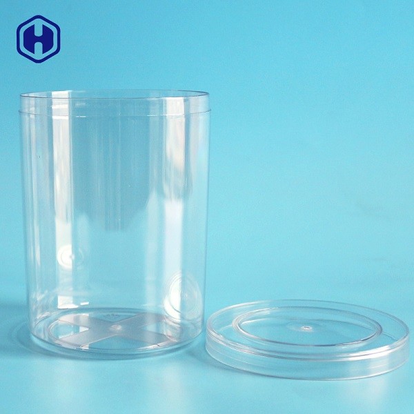 Quality Cylinder Canned Plastic Biscuit Containers Durable Round Plastic Tubs for sale