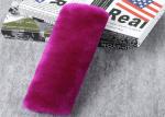 Gray Soft Wool Car Sheepskin Seat Belt Cover Warm For Comfortable Driving