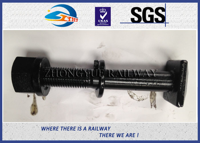 Square Shape Railway Fastener Bolts , Nuts Matching With Washer / Coating Black