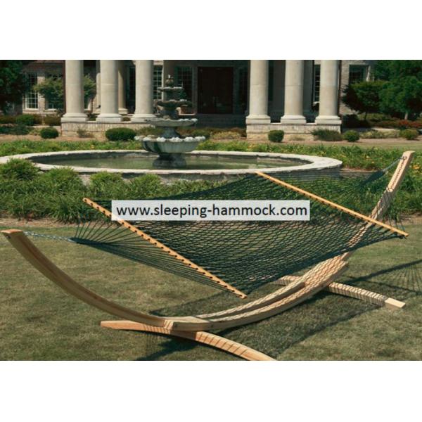 Forest Green Two Person Cool Polyester Rope Hammock , Traditional Double Rope Hammock
