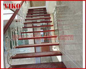 Wholesale Wrought Iron Staircase VK100S Wrought Iron Handrail Tread Beech,Railing tempered glass, Handrail b eech Stringer,carbon from china suppliers