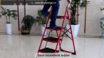 CE Red 130cm 4 Rungs Steel Step Ladder