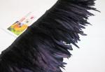 Party Decoration Black Rooster Coque Feather Fringe Trim with Satin Ribbon Tape