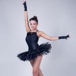 Swan Feather Neckline Ballet Dance Costumes , Black Childrens Ballerina Outfits