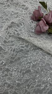 Wholesale 100% Polyester Embroidery Lusiate Sequin Lace Fabric Leafy Luxury Occasion Evening Fabric from china suppliers