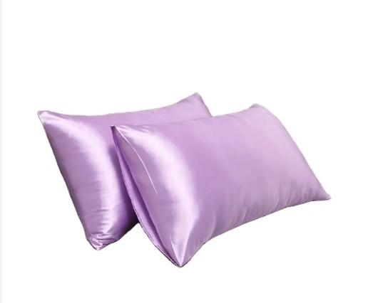 Set of 2 Solid Satin Luxury pillow cases with Envelope Closure Hypoallergenic