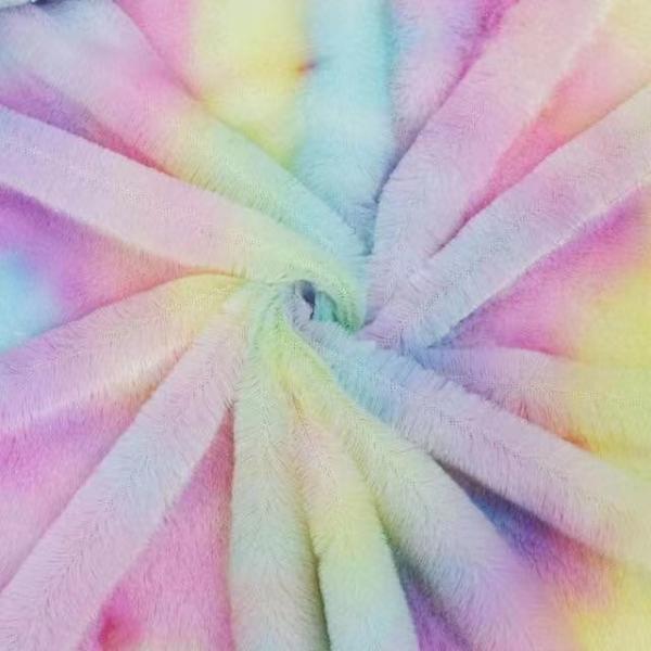 Polyester Faux Fur Tie-dye rainbow fashion design Antiflaming Static-free Anti