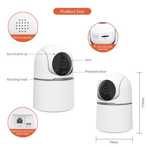 Smart Home WiFi Two Way Audio Night Vision PTZ Wireless Security Cameras Indoor