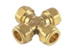 Air Fuel 1/8 NPT Straight Tap Connector 4 Way Cross Brass Female Pipe Fitting