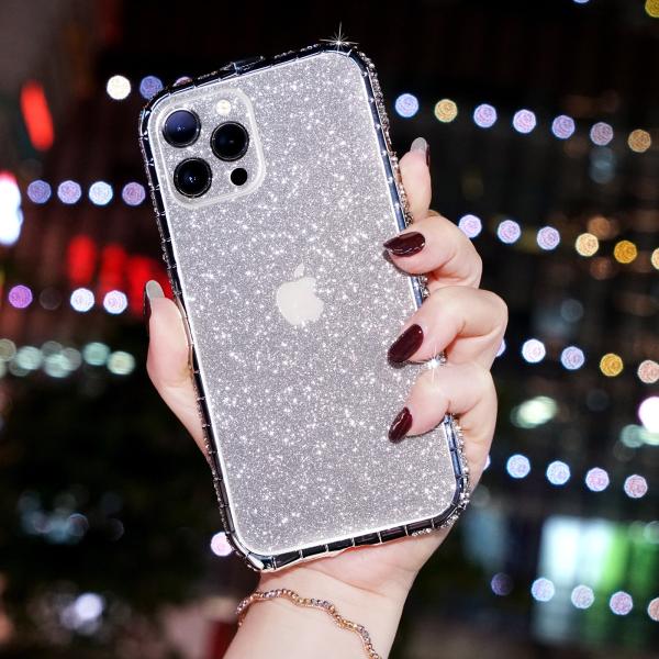 Luxury Glitter Bling Diamond Transparent Soft Phone Case For IPhone 14 13 12 Pro