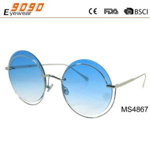 Wholesale Sunglasses with metal roung frame, new fashionable designer style, UV 400 Protection Lens from china suppliers