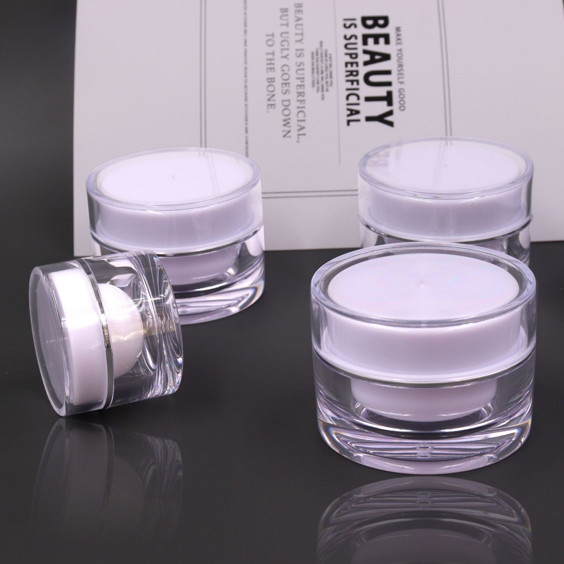 5g 10g 15g 20g 30g 50g 100g Cosmetics Acrylic Gel Nail Jar Matte for Skin Care Cream Frosted Plastic Jars with Screw Lids