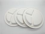 Cut Resistant 9" 3 Compartment Sugarcane Fibre Plates