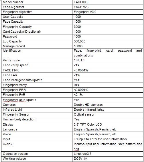 face016 face recognition time attendance time clock fingerprint reader time attendance
