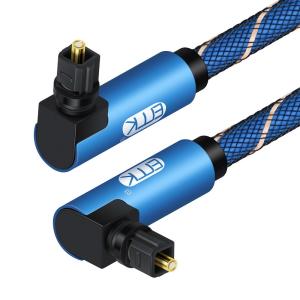 Wholesale Dual 90 Degree Optical Audio Cable Sound SPDIF Fiber Toslink Cable short with braided jacket from china suppliers