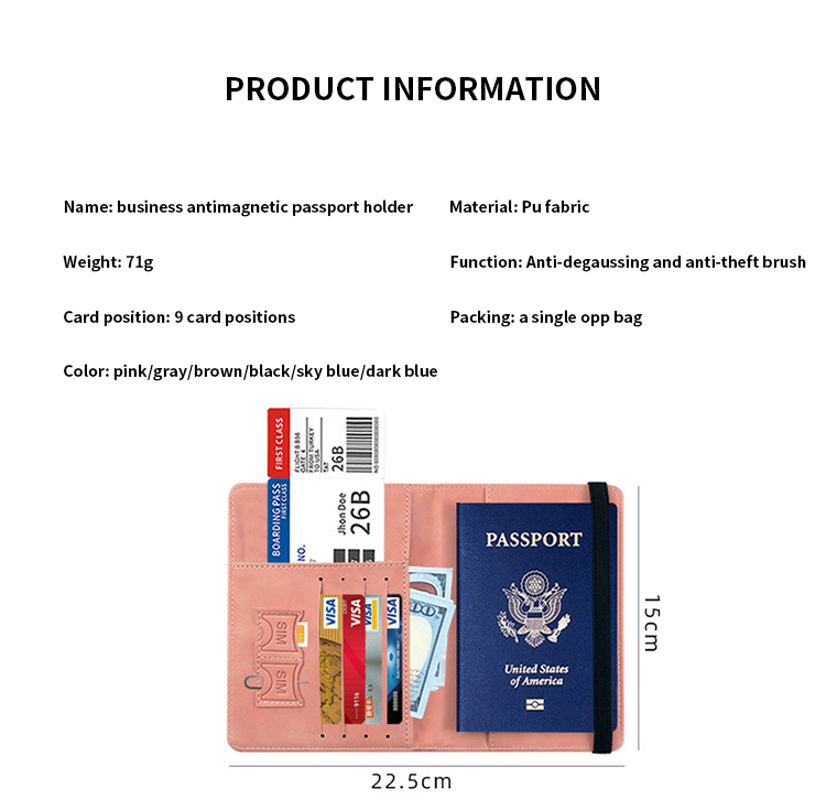 Custom Logo Avaliable Durable Eco Friendly Passport Holder with Sim Pocket Band Strap