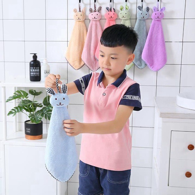 Kids Cartoon Hand Kitchen Towel Napkins With Loop