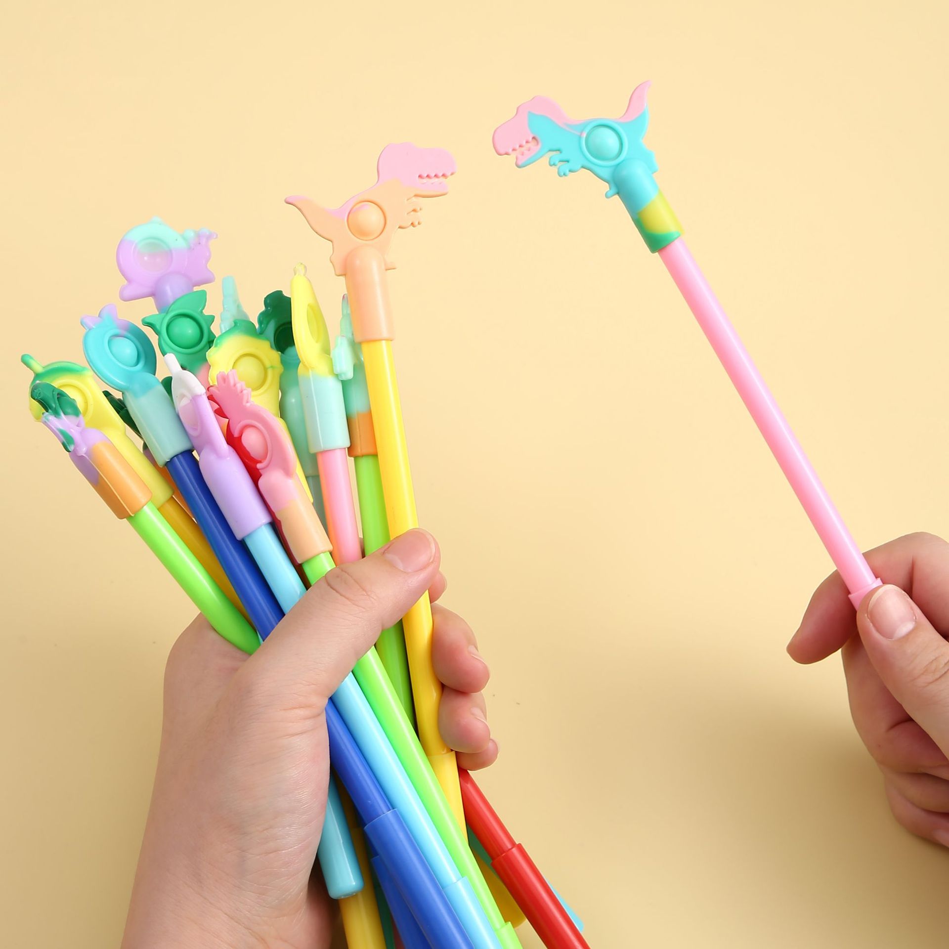 2021 Popping Silicone Rainbow Pen Push Bubble Fidget Toys with Heat Sensitive Ink