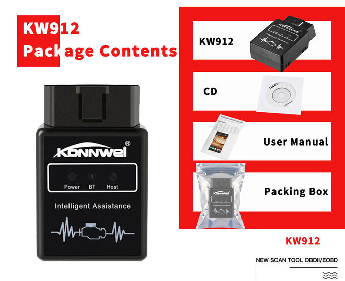Bluetooth Obd Gps Tracker Elm327 Obd2 KONNWEI KW912 With 1 Year Warranty