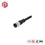 M12 Moulded Cable Connector Waterproof Right Angled Male / Female Plastic Jack