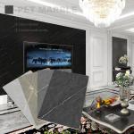 PVC Marble Sheet Customized Size Bamboo Charcoal Wall Board With Metal Profile