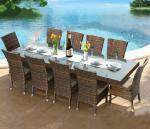 Outdoor furniture dining table and chairs 6 seats garden sets pe rattan modern